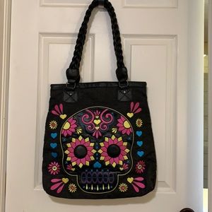 Loungefly Denim Sugar Skull Tote